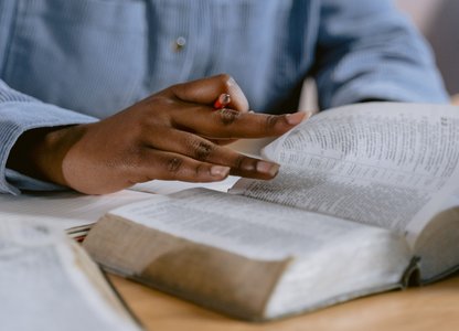 reading bible stock image