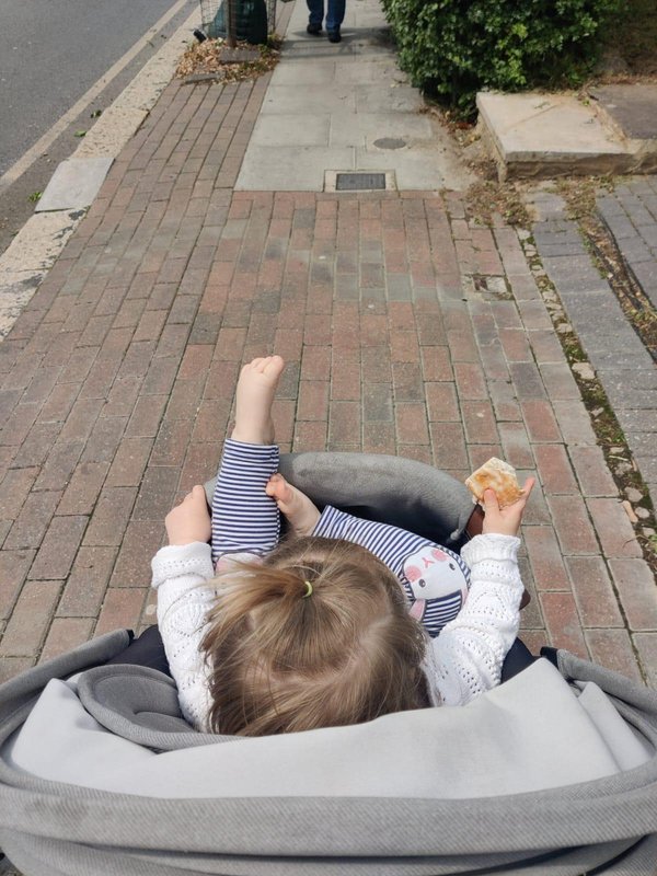 Laura Ashman with daughter in pram